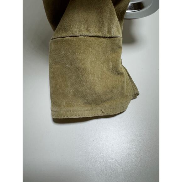 Live A Little Women’s Suede Leather Moto Jacket Size Medium Chartreuse Lined - Picture 9 of 9